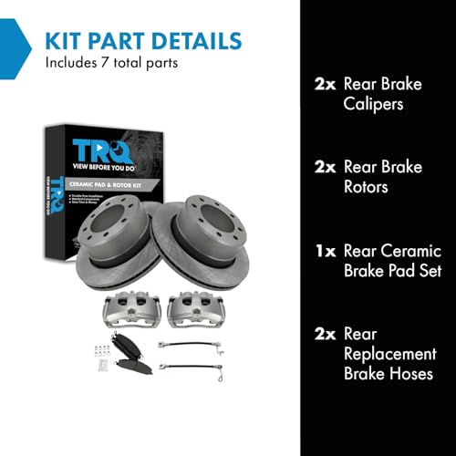 Image of TRQ Rear Brake Pad & Rotor Kit Ceramic Compatible with 2014-2014 Ram 2500