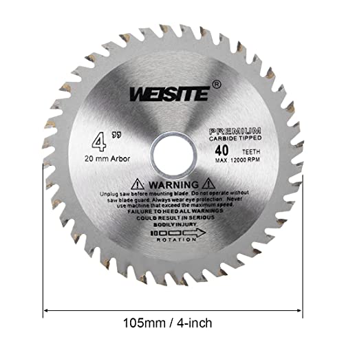 Uxcell 4" (105Mm) Circular Saw Blade, 40T 5/8" Arbor, Wood Tungsten Carbide Tipped (Tct) Slitting Saw #TOP1