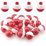 ZZHXSM 20PCS Red and White ABS Plastic Snap-on Fishing Floats Bobber 25mm/1in