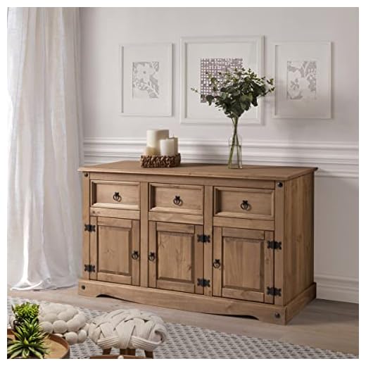 Wooden Sideboard Buffet with 3 Doors & Drawers