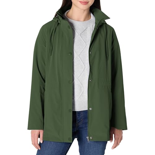 Amazon Essentials Womens Lightweight Waterproof Hooded Rain Jacket Dark Green XX-Large