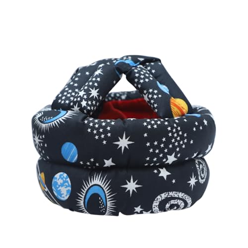 Image of TULOO Baby Infant Toddler Helmet No Bump Safety Head Cushion Bumper Bonnet Adjustable Protective Printed Cap Child Safety Headguard for Running Walking Crawling Safety Helmet (Black with Knee Pad)