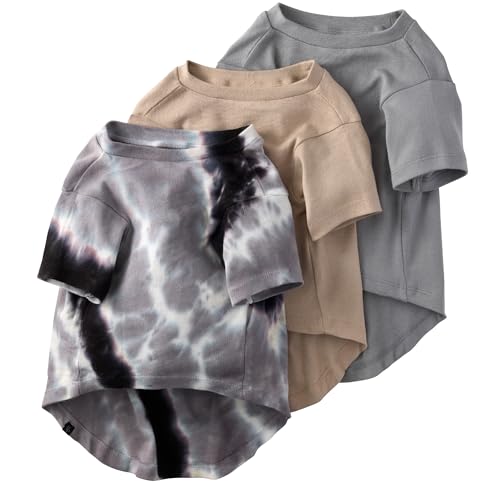 Pet Passion Toby II - The Perfect Tee 3 Pack Short Sleeve Pet T-Shirt 100% Organic Cotton Tees Clothes for Small Medium Large Dogs Black Sand Tie Dye Large (40-60 lbs)