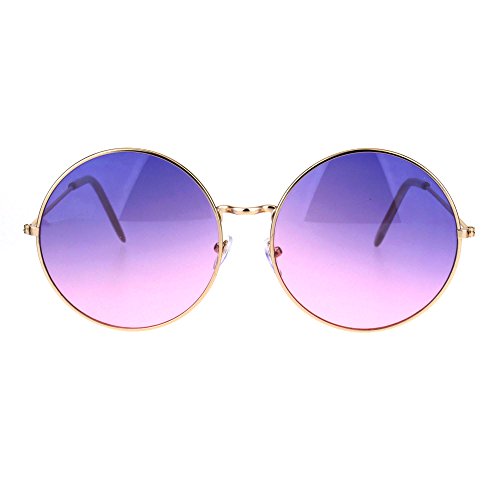 Classic Oversize Joplin Style Hippie Round Circle Lens Sunglasses Gold Purple Pink #TOP1