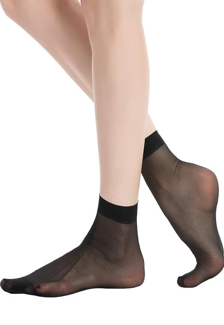 Ultra-Thin Transparent Nylon Ankle Length Socks for Women, Black, Free Size-image-28