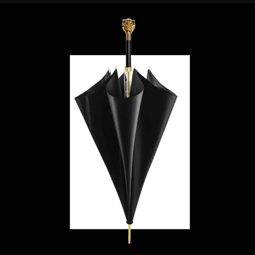 Gentleman British Style Umbrella Gold and Silver Lion Head Shape Long Handle Stick Umbrella Silk and Satin Fabric Golf Umbrella