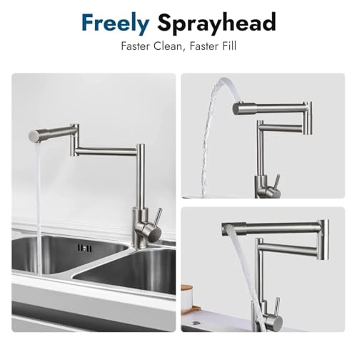 ZQFHSX Robinet de Remplissage de casseroles à Montage sur Plan, Robinet d'eau Chaude et Froide, mitigeur à poignée Unique, Double Joint, Rotation à 360° et rétractable pour la Plupart des – vue 7
