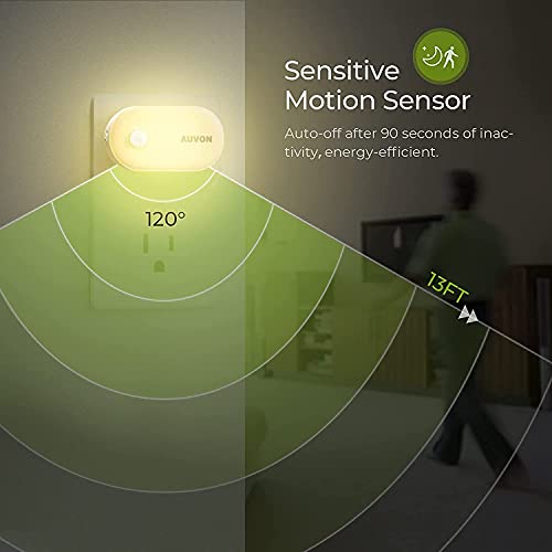 Auvon Night Light Plug In, Bright Motion Sensor Night Light (120 Lumens), Dimmable Smart Led Night Lights Plug Into Wall, 1-120Lm Brightness Nightlight For Bathroom, Hallway, Garage, Toilet (4 Pack) #TOP3