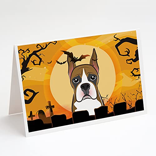 Caroline's Treasures BB1781GCA7P Halloween Boxer Greeting Cards and Envelopes Pack of 8 Blank Cards with Envelopes Whimsical A7 Size 5x7 Blank Note Cards