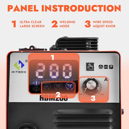 Hitbox Mig Welder 200Amp - 110V 2 In 1 Gasless Flux Core Welder Arc Welding Machine With Igbt Inverter Portable Automatic Wire Feed Welders No Gas #TOP1