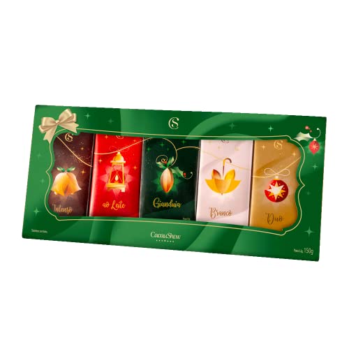 Caixa de Tabletes de Chocolates Natalinos 150g Presente de Natal Cacau Show