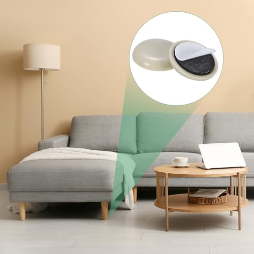 Image of M METERXITY 24-Pack Furniture Sliders, 1 inch Diameter EVA Foam Felt Pad Self-Adhesive Mover Glides for Carpet /Chair /Tables, Furniture Round Pads Floor Protectors [White]