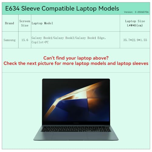 Image of Smatree Elite Laptop Sleeve for 15.6 inch Samsung Galaxy Book /4 /3, Samsung Galaxy Book4 Edge, Copilot+PC, Protective Laptop Case with Pocket(E634)