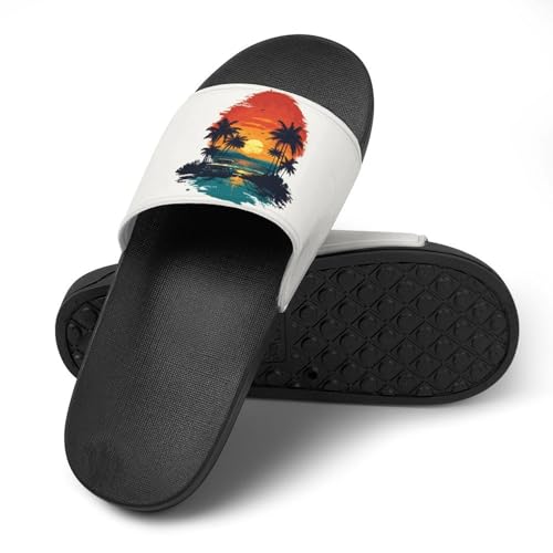 Coconut Tree Sunset Funny House Sandals Non Slip Shower Slippers Quick Drying Bathroom Shoes for Women Men4