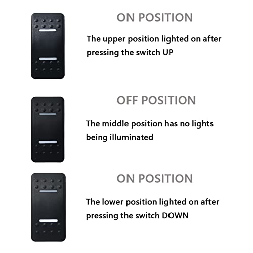 Image of RV Camper Momentary Button Rocker Switch with Wires 7Pin (ON)-Off-(ON) DPDT 12V 24V Switch for Car Marine Boat Lorry - Dual White Led Light Bar