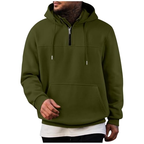Mens Hoodies 2025 Fall Winter Quarter Zip Long Sleeve Hooded Sweatshirts Casual Warm Loose Fit Trendy Pullover