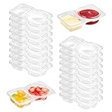 HSUYUN Reusable Dipping Container, 20 Unidades Snack Pack Container, Compartimentos de Doble Capa Recipientes Snacks, Reutilizable Snack Box, Transparente, Apto para Uso Doméstico, Oficina y Picnics
