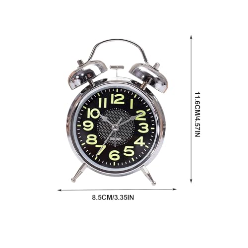 Reloj despertador para personas mayores con números grandes y cuerda manual analógica 6