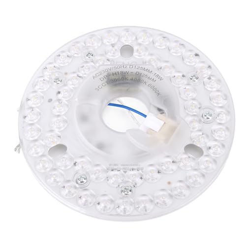 Oreilet Reemplazo de Luz LED para Ventilador de Techo 4,92 Pulgadas, Luz Redonda 18 W con 3 CCT 3000K, 4000K, 6000K, 3 Colores Regulables, Kit Actualización Motor para Techo (230V)