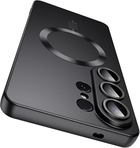 Image of DIZORO Compatible with Samsung S26 Ultra Case, Compatible with MagSafe, Matte Luxury Metallic Luster Flexible TPU Wireless Charging Shockproof Case with Lens Camera Protector Back Cover (Black)