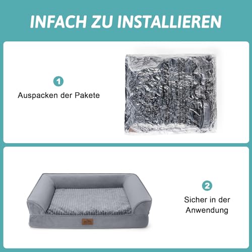 Orthopädisches Hundebett für kleine Hunde, wasserdichtes Hundesofa mit Seiten, stützendes Schaumstoff-Haustier-Couch-Bett mit abnehmbarem, waschbarem Bezug, wasserdichtes Futter und rutschfeste
