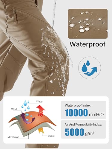 Image of FREE SOLDIER Men's Fleece Lined Outdoor Cargo Hiking Pants Water Repellent Softshell Snow Ski Pants with Zipper Pockets