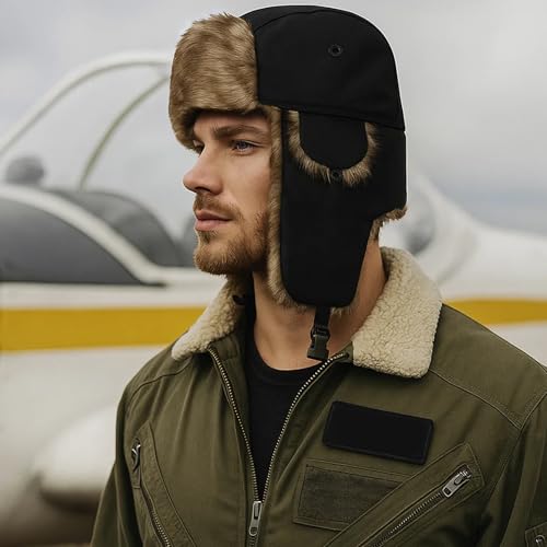 Qnvyw Ushanka Herren Damen | Echte Russische Trapper Mütze mit Ohrenklappen aus Weichem Kunstfell | Warme Wintermütze für Ski, Jagd & Outdoor-Aktivitäten