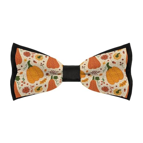 Jyyau Thanksgiving Pumpkin Pattern Bow Tie Adjustable Necktie For Men Business Fashion Pre-tied Tie Neckwear Novelty Accessory For Weddings Party Festival