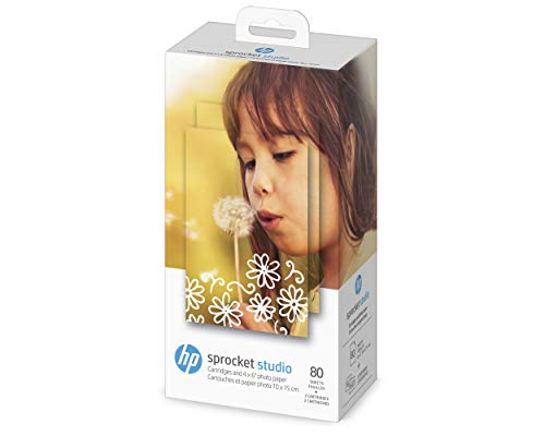 Hp Sprocket Studio 4X6 Photo Paper & Cartridges (80 Sheets - 2 Cartridges) Compatible Only With Hp Studio Printer. #TOP4