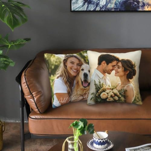 Custom Pillow Cover with Picture & Text - Personalized Throw Pillow Covers, Customized Pet Pillowcase, Personalized Photo Gifts for Family Couples, 16x16Inch - Optional Filling - Image 3