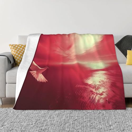 PHAYAH Red Sky Couverture en flanelle douce et chaude pour toutes les saisons pour literie, canapé et voyage 127 x 101,6 cm