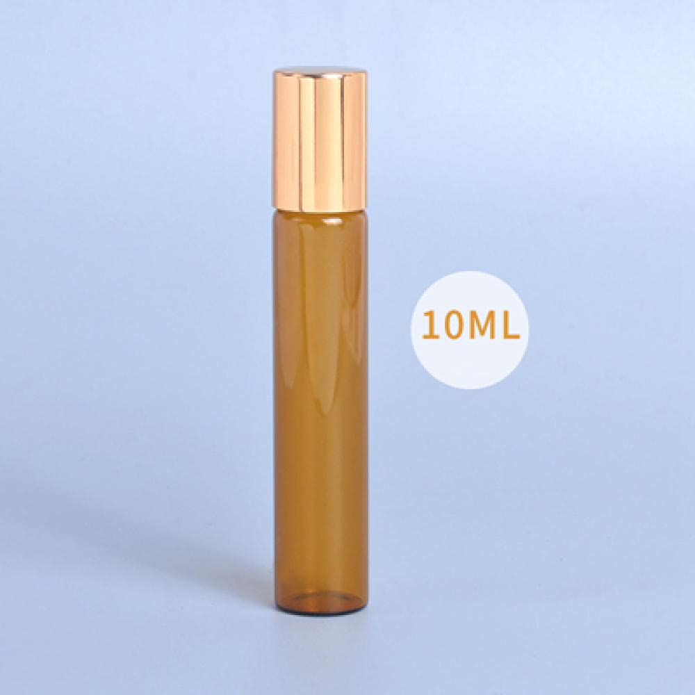Parfümflasche Leer Leerer Nachfüllbarer Parfümflasche 10 Stücke 3Ml 5Ml 10Ml 5Ml 10 Ml Nachfüllbar Bernstein Ätherische Ölflasche Stahlball Parfum Flaschen Rollen Auf Parfüm Fall-10Ml_Glass