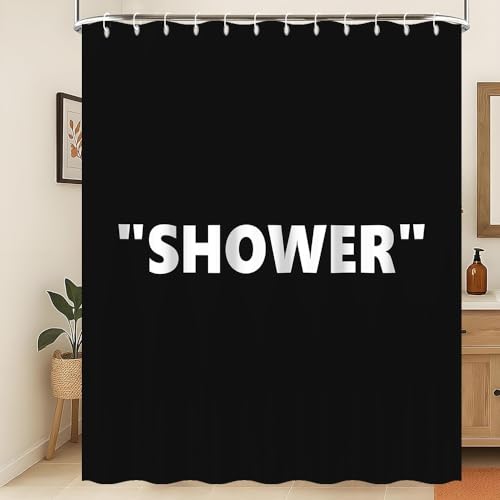 Rideau de douche abstrait imperméable en tissu noir et blanc 180x240