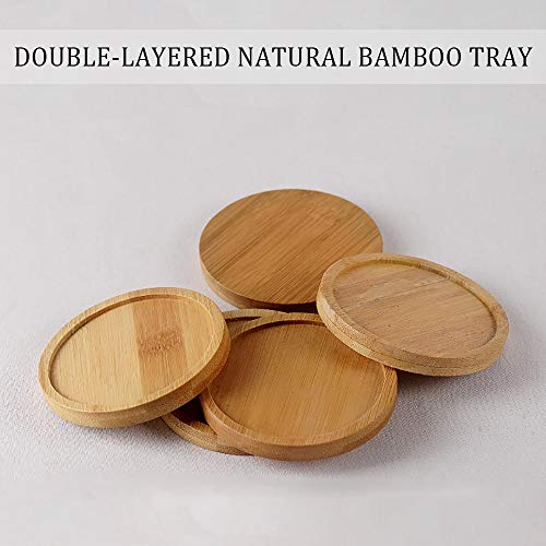 Bamboo Plant Saucer Round Plant Drainage Tray Succulent Pot Base Planter Pallet (4.7 Inch) 6 Pcs #TOP4