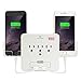 EZOPower UL Certified Wall Mount Power Surge Protector with 3 AC Outlet Plug + 2 USB Charger Ports (2.1A) + Holder