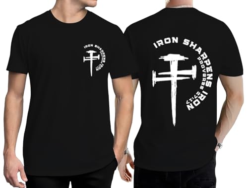Christian Shirts for Men Religion Faith Shirts Scripture Nail Jesus Cross Graphic Tees Bible Verse Short Sleeve Tops Black
