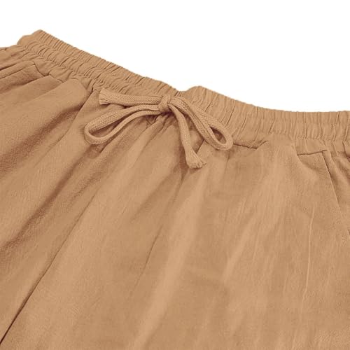 Oversized Linen Trendy Drawstring Straight Sweatpants for Men Summer Casual Beach Wide Leg Pants with Pockets4