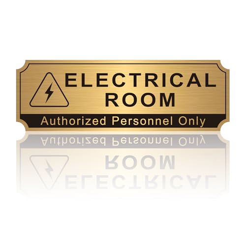 Electrical Room Sign for Business Doorï¼ŒSelf-Adhesive Durable Brushed Gold Electric Closet Room Sticker for Home, UV and Weather Resistant Authorized Personnel Only Signs for Business ï¼ŒWorkplace