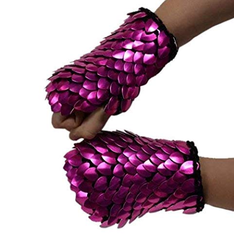 Dragonhide Knitted Scalemail Gauntlets - Pink Fire
