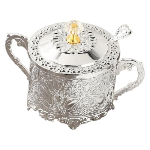 Azucarero de cristal con cuchara, recipiente decorativo de cocina, diseño vintage, ideal para azúcar o especias, esencial para la cocina del hogar