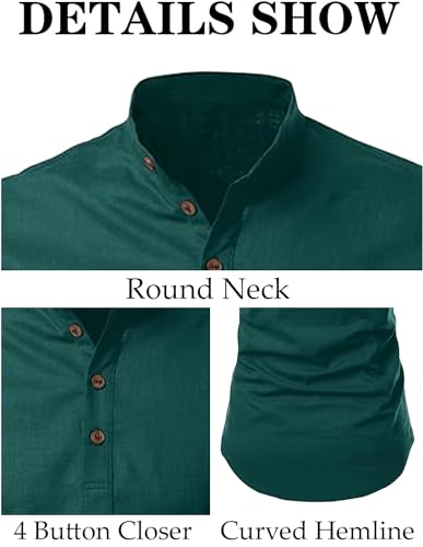 Image of FINIVO FASHION Men's Cotton Blend Solid Full Sleeve Short Kurta Shirt, Regular Fit Solid Pattern Mandarin Collar Straight Kurta Shirt