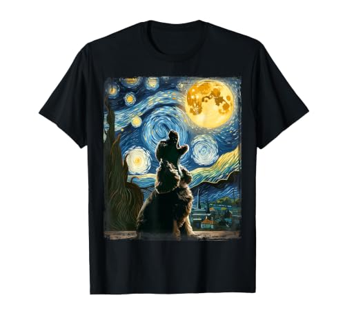 Cocker Spaniel Dog Art Van Gogh Starry Night Cocker Spaniel T-Shirt, Men, Black, 3X-Large