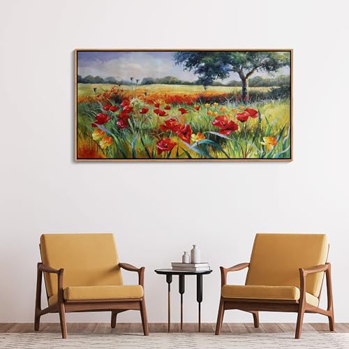 Toile murale salon chambre cadre bois massif grand format 61x121