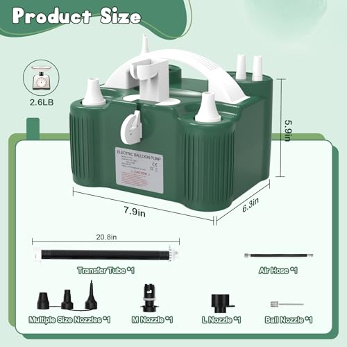 Image of ID IDAODAN 4-in-1 Electric Balloon Pump with Triple Nozzles, Dual Motor Balloon Inflator & Deflator for Latex, Foil & 260Q Balloons