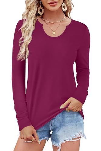 Photo 1 of WIHOLL Womens Long Sleeve Shirts Basic Casual Tops Fall Fashion Slim Fitted Y2k Tops Clothes 2024