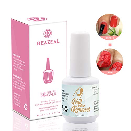 Reazeal Magic Nail Polish Remover Removes Soak-Off Gel Nail Polish, Easily & Quickly,Professional Non-Irritating Nail Polish Remover - 15 ml