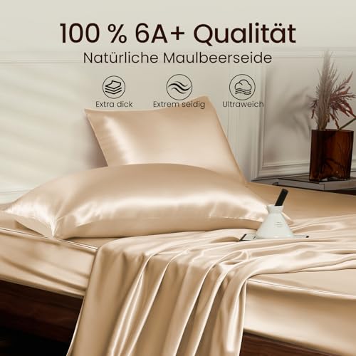 THXSILK 25 Momme Seide Kissenbezug für Haar und Haut - Maulbeerseide Kissenbezug - Hypoallergen mit Versteckter Reißverschluss - Pure Seide… – Ansicht 2