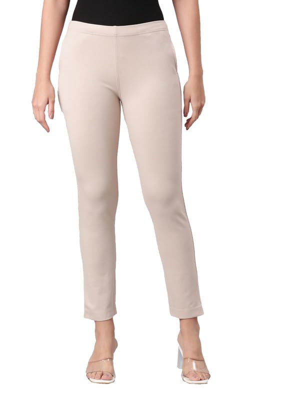 Image of GO COLORS Ponte Smart Kurti Pants Full Length for Women | Breathable, Mid Rise