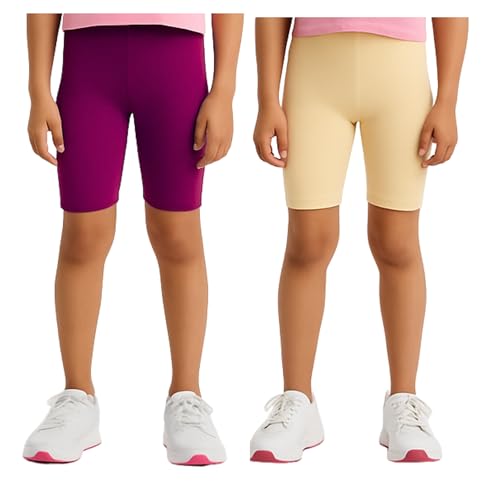 Image of Joe & Joe Shorts for Girls Premium Cotton Lycra Cycling Shorts - Pack of 2 | Inner Shorts for Yoga & Sports & School Uniform.