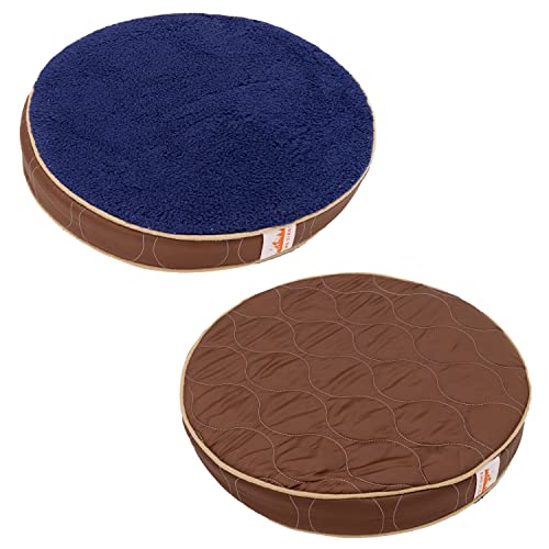 萩原 ラウンドクッション リーバシブル ブラウン 直径約50×6cm 2枚組セット 「two sides」 アウトドア キャンプ